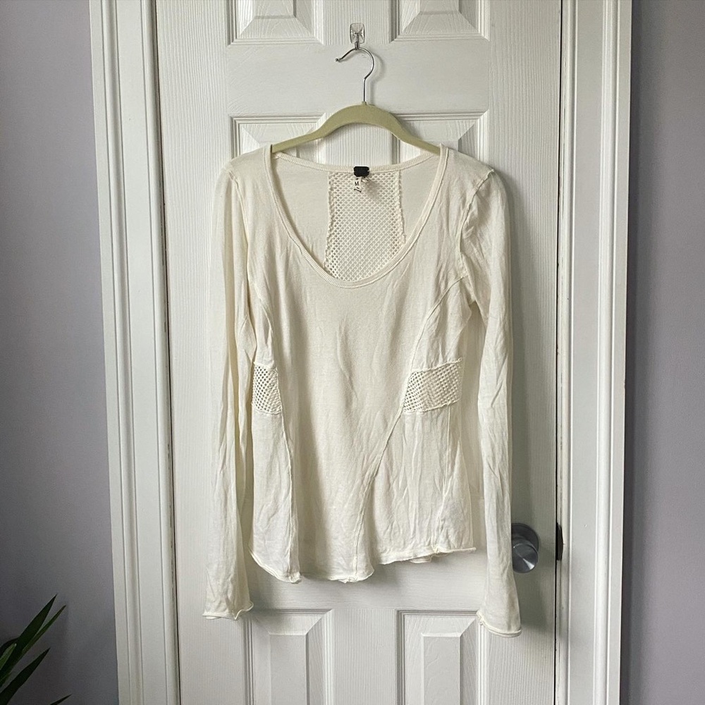 Cream Free People Long Sleeve Shirt Size M